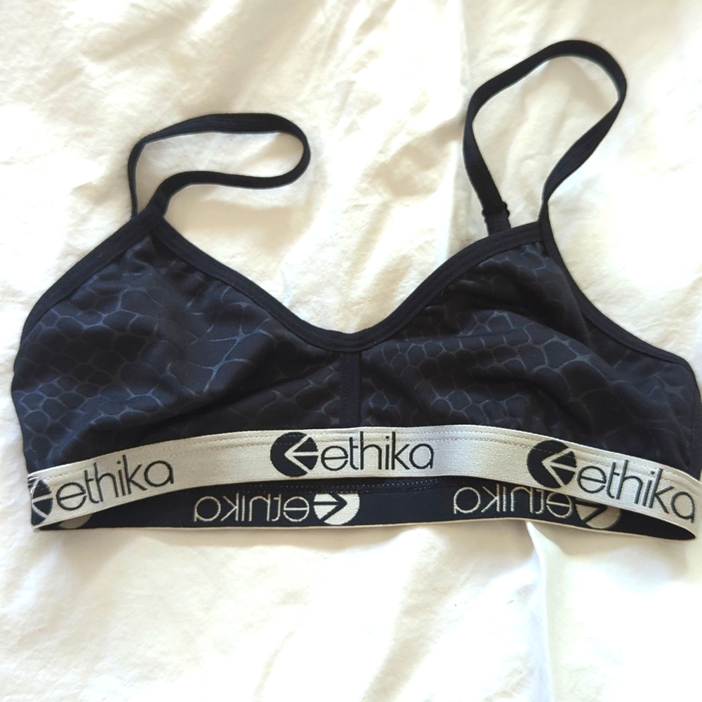 Ethika black patterned bra sz XS